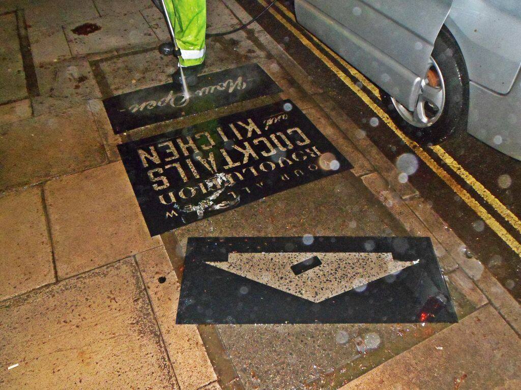 lean graffiti by clean advertising for revolution advert being installed